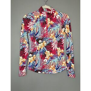Tommy Bahama Golf & Tennis Shirt Womens XS Floral Long Sleeve 1/4 Zip Mock Neck